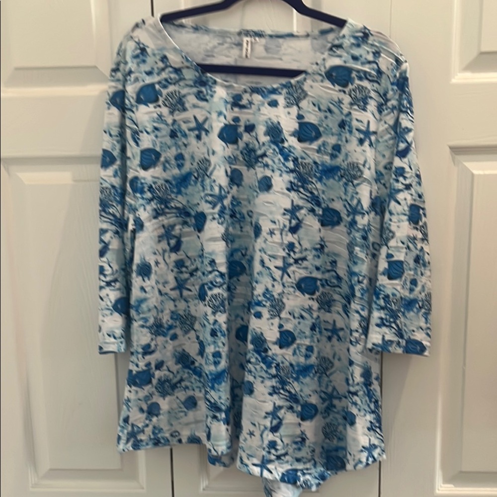 Coastal Asymmetrical 3/4 Sleeve Top